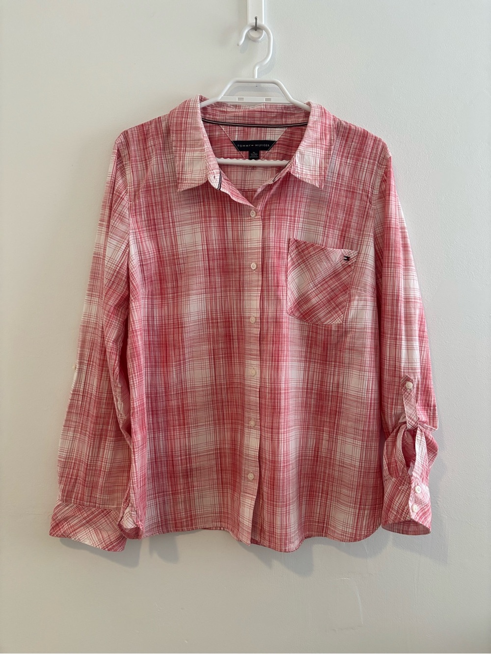 Tommy Hilfiger Pink Plaid Long-Sleeve Button-Down Shirt
